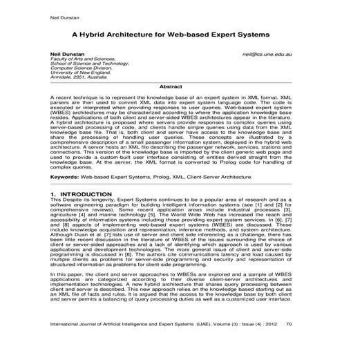 A Hybrid Architecture for Web-based Expert Systems