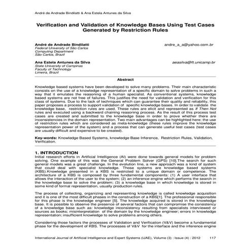 Verification and validation of knowledge bases using test cases generated by ...