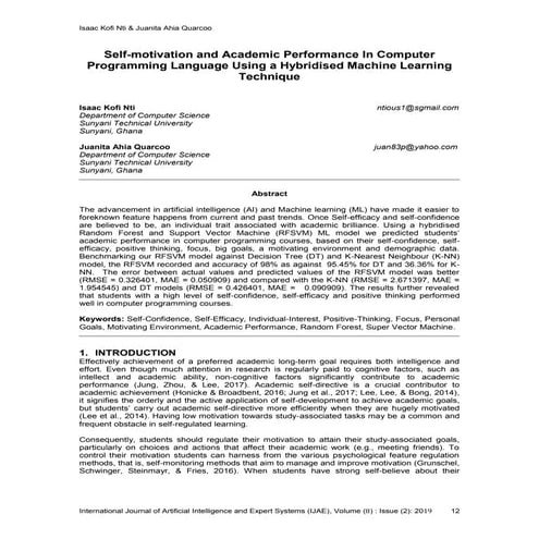 Self-motivation and Academic Performance In Computer Programming Language Usi...