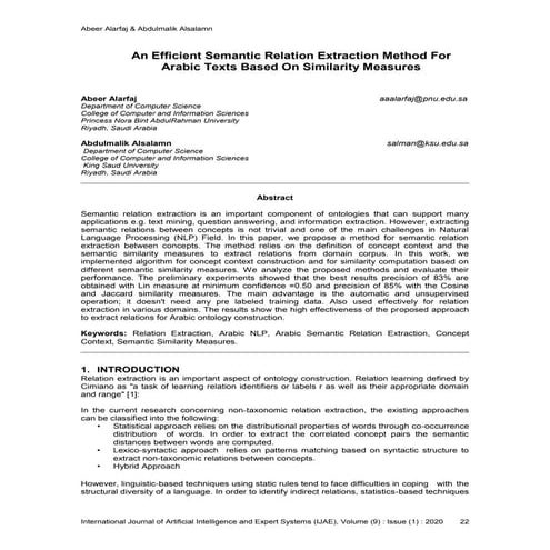 An Efficient Semantic Relation Extraction Method For Arabic Texts Based On Si...