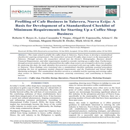 Profiling of Cafe Business in Talavera, Nueva Ecija: A Basis for Development ...