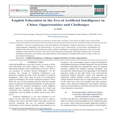English Education in the Era of Artificial Intelligence in China ...