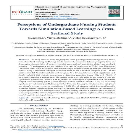 Perceptions of Undergraduate Nursing Students Towards Simulation-Based ...