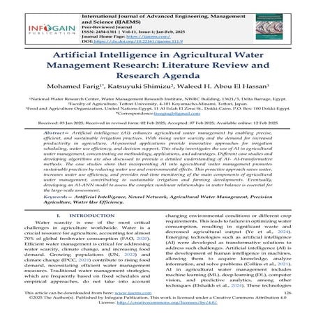 Artificial Intelligence in Agricultural Water Management Research: Literature...