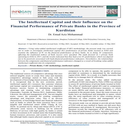 The Intellectual Capital and their Influence on the Financial ...