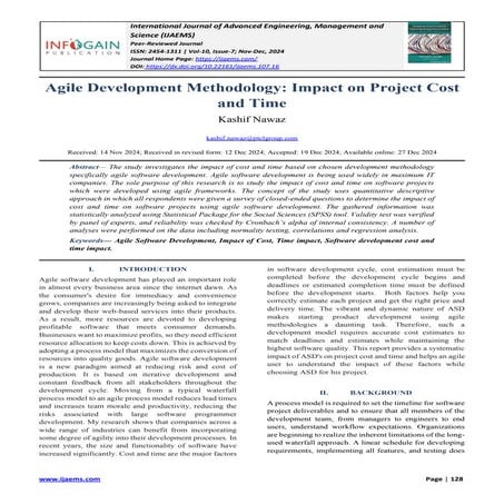 Agile Development Methodology: Impact on Project Cost and Time