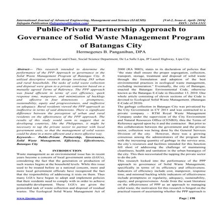 Ijaems apr-2016-27 Public-Private Partnership Approach to Governance of Solid...