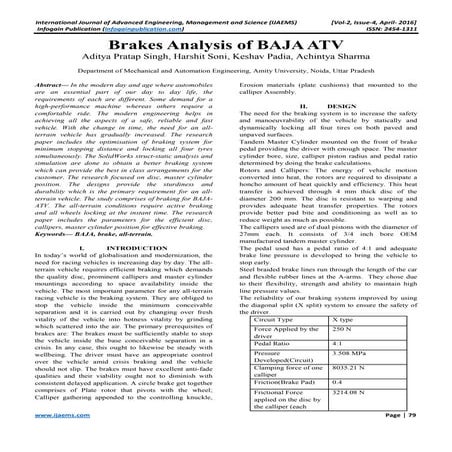 Ijaems apr-2016-5 Brakes Analysis of BAJA ATV