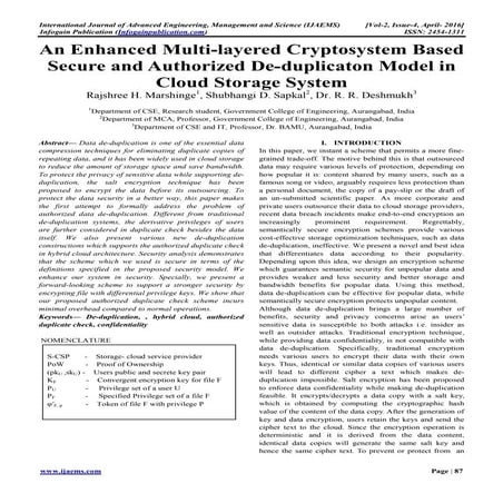 Ijaems apr-2016-7 An Enhanced Multi-layered Cryptosystem Based Secure and Aut...