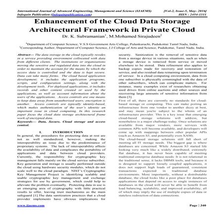 Enhancement of the Cloud Data Storage Architectural Framework in Private Cloud