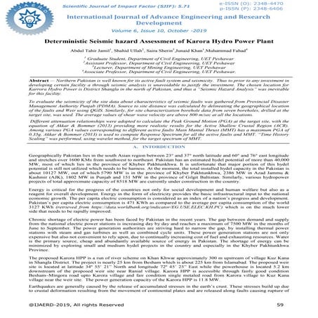 Deterministic Seismic hazard Assessment of Karora Hydro Power Plant | PDF