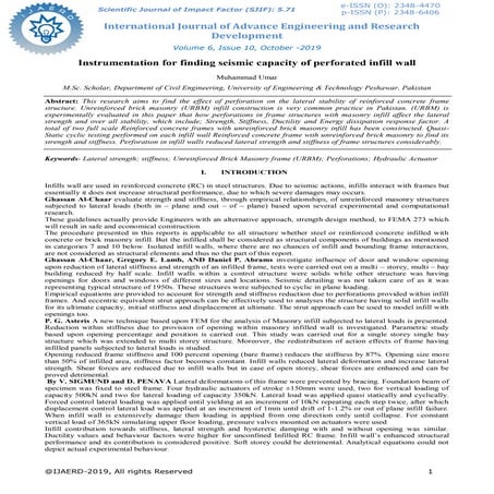 Instrumentation for finding seismic capacity of perforated infill wall