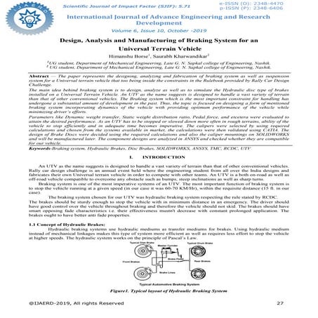 Design, Analysis and Manufacturing of Braking system for an Universal Terrain...