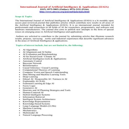 International Journal of Artificial Intelligence & Applications (IJAIA)