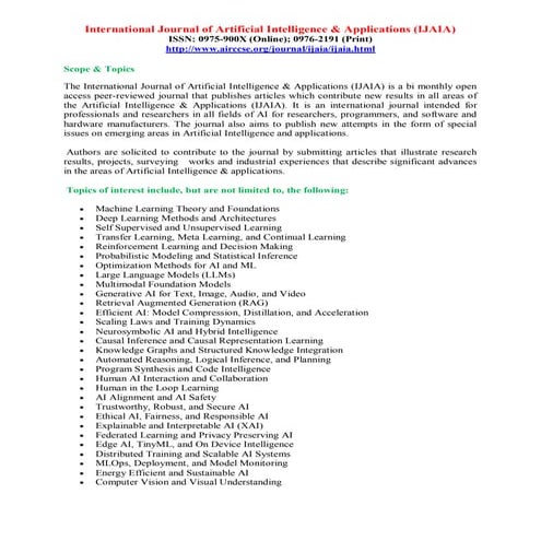 International Journal of Artificial Intelligence & Applications (IJAIA ...