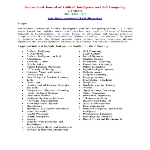 International Journal of Artificial Intelligence and Soft Computing ...