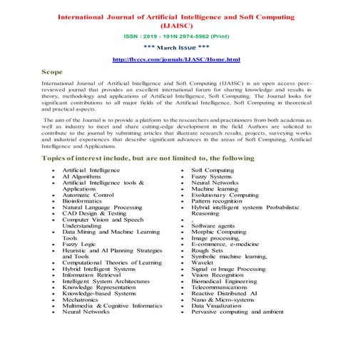 International Journal of Artificial Intelligence and Soft Computing ...