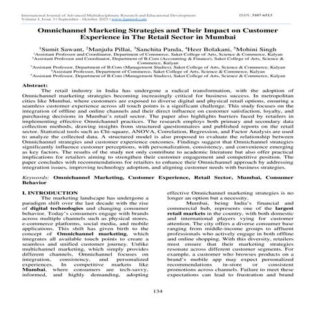 Omnichannel Marketing Strategies and Their Impact on Customer Experience in The Retail Sector in Mumbai