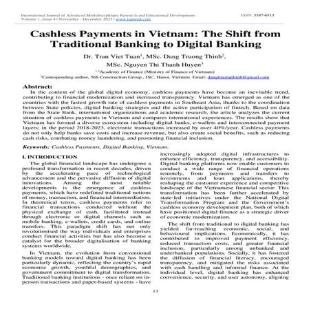 Cashless Payments in Vietnam: The Shift from Traditional Banking to Digital Banking