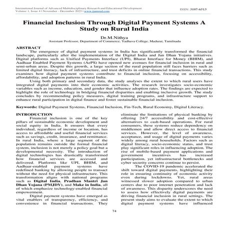 Financial Inclusion Through Digital Payment Systems A Study on Rural India