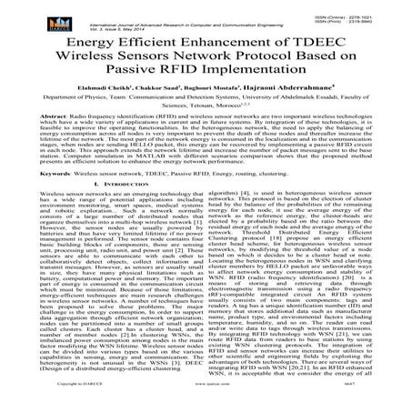Energy Efficient Enhancement of TDEEC Wireless Sensors Network Protocol Based...
