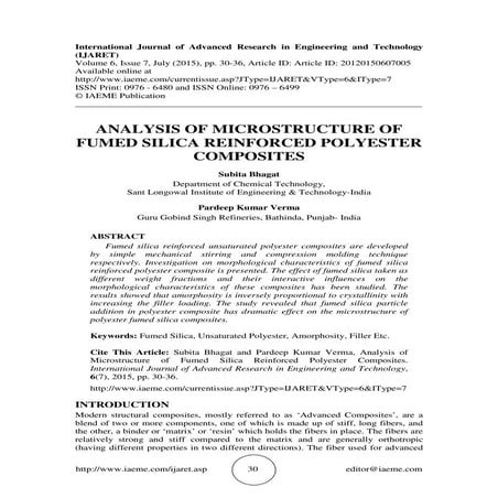 ANALYSIS OF MICROSTRUCTURE OF FUMED SILICA REINFORCED POLYESTER COMPOSITES