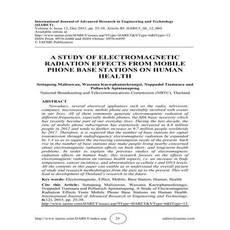 A STUDY OF ELECTROMAGNETIC RADIATION EFFECTS FROM MOBILE PHONE BASE STATIONS ...