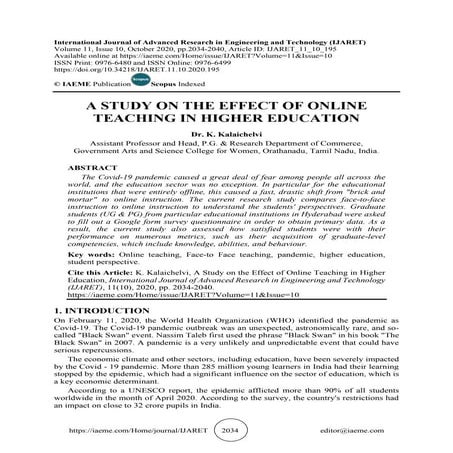 A Comparative Study On Effectiveness Of Online And Offline Learning In ...