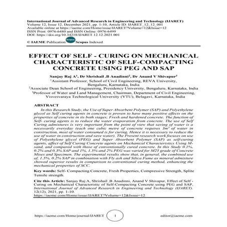 EFFECT OF SELF - CURING ON MECHANICAL CHARACTERISTIC OF SELF-COMPACTING CONCR...