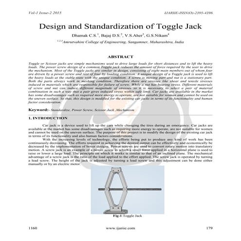 Design and Standardization of Toggle Jack