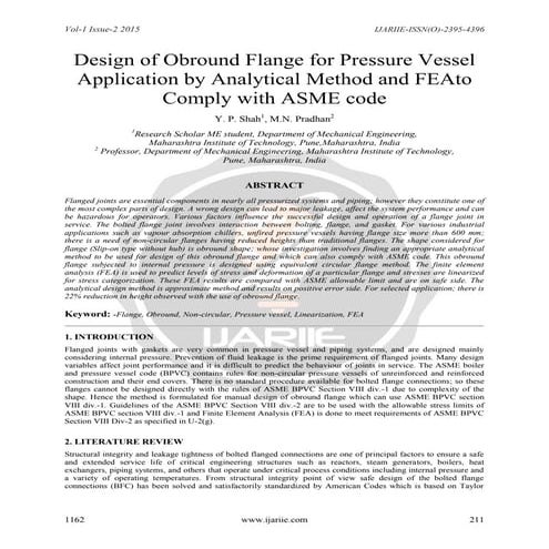 Design of Obround Flange for Pressure Vessel Application by Analytical Method...