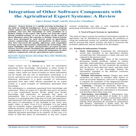 Integration of Other Software Components with the Agricultural Expert Systems...