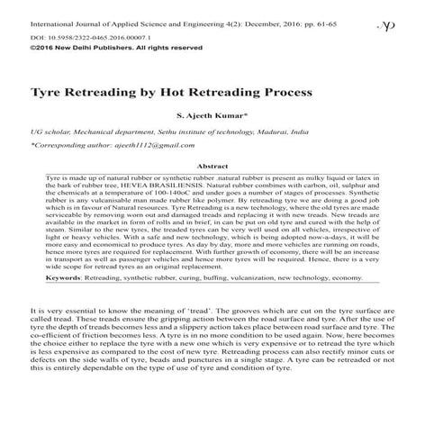 Tyre Retreading by Hot Retreading Process