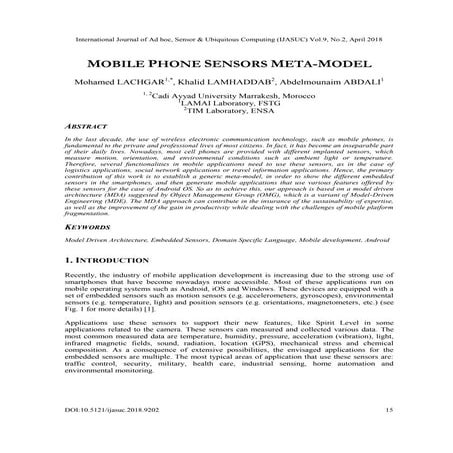 MOBILE PHONE SENSORS META-MODEL | PDF