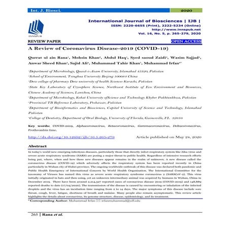 A Review of Coronavirus Disease-2019 (COVID-19) | PDF