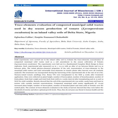 Trace-elements evaluation of composted municipal solid wastes used in dry sea...