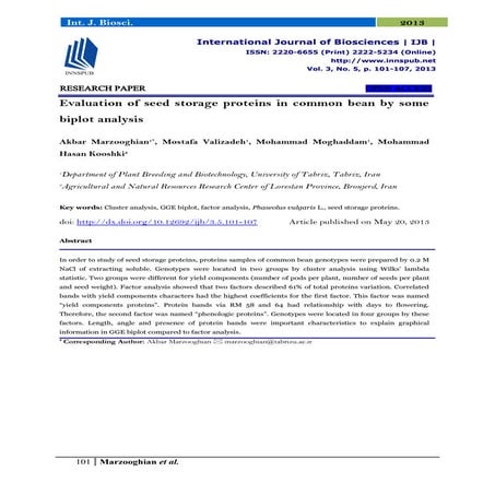 Evaluation of seed storage proteins in common bean by some biplot analysis