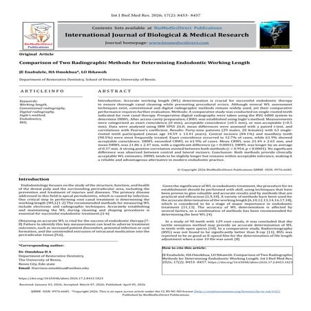 Comparison of Two Radiographic Methods for Determining Endodontic ...