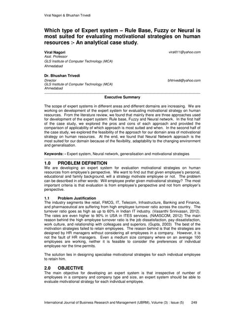Which type of Expert System – Rule Base, Fuzzy or Neural is Most Suited for E...