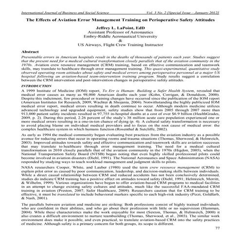 The Effects of Aviation Error Management Training on Perioperative Safety Att...