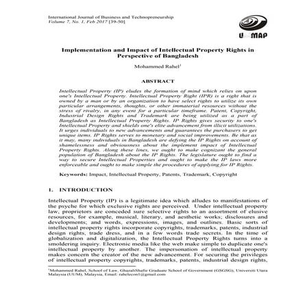 Implementation and Impact of Intellectual Property Rights in Perspective of B...
