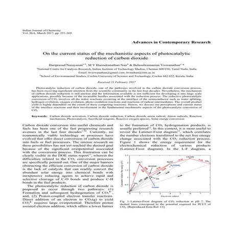 On the Current Status of the Mechanistic Aspects of Photocatalytic Reduction of Carbon Dioxide