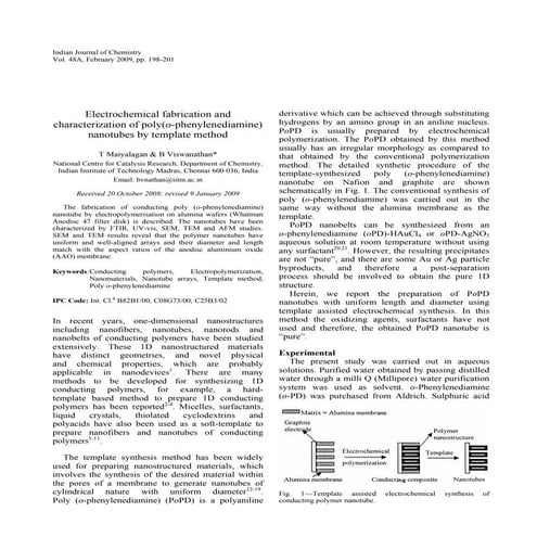 Electrochemical fabrication and characterization of poly (o-phenylenediamine) nanotubes by template method