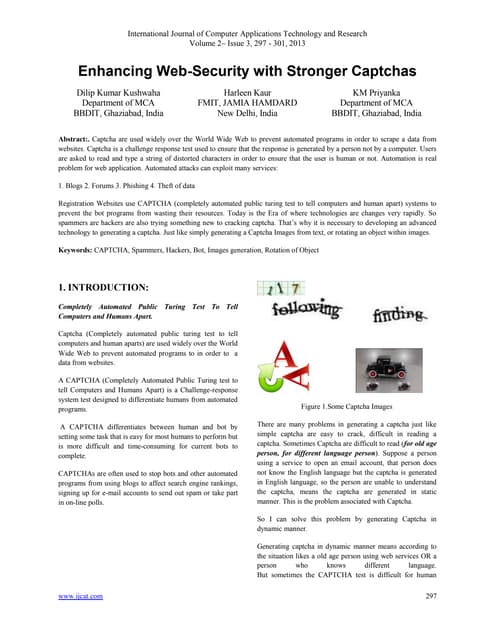 Enhancing Web-Security with Stronger Captchas