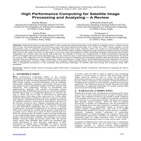 High Performance Computing for Satellite Image Processing and Analyzing ...