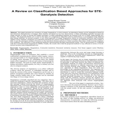 A Review on Classification Based Approaches for STEGanalysis Detection