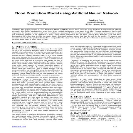 Flood Prediction Model using Artificial Neural Network