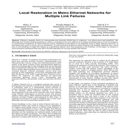 Local Restoration in Metro Ethernet Networks for Multiple Link Failures