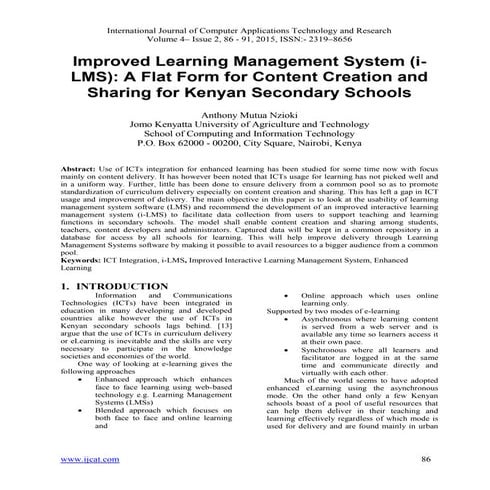 Improved Learning Management System (i- LMS): A Flat Form for Content Creatio...