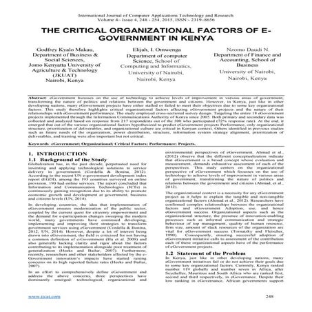 THE CRITICAL ORGANIZATIONAL FACTORS OF E-GOVERNMENT IN KENYA 